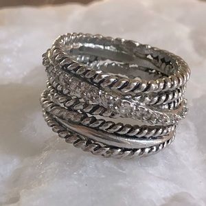 Silver with diamonds ring 8